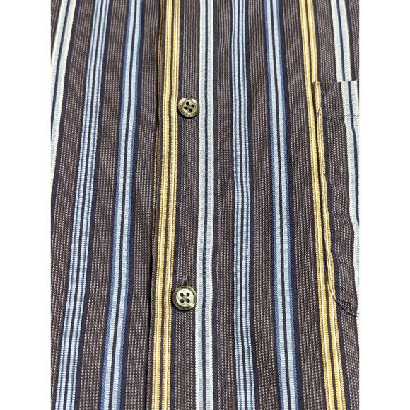 Tasso Elba Button Down Shirt Adult Size Large L Blue Striped  Cotton Mens‎ Up - Picture 5 of 9